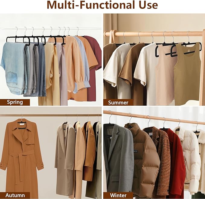 100 Pack Velvet Hangers Non Slip, Felt Pants Hangers Thin Space Saving Clothes Hanger Flocked Strong Durable Ganchos para Colgar Ropa with 360°Swivel Hook for Pants Jeans Shorts Tank Top, Black