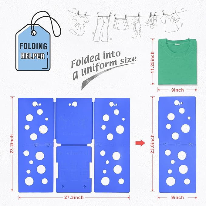 BoxLegend V5 Shirt Folder Clothes Folding Board t Shirt Folder Assemblable Clothes Folder Easy and Fast to fold Clothes Laundry Helper Assistant for Professional Laundry Folder Folding Tool, Blue