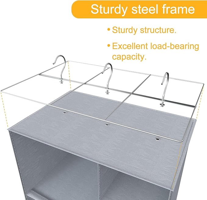 coastal rose Hanging Shoe Closet Storage Organizer, 15 Sections Closet Organizers and Storage Shelves Shoe Rack Holder Hanger, Grey
