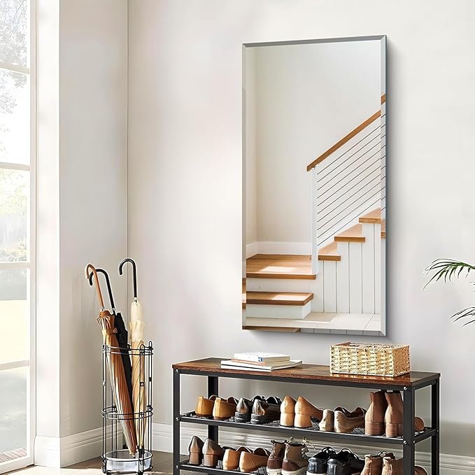 CILIBER Beveled Mirror, 24x48 Beveled Bathroom Mirrors for Over Sink, Upgraded Shatterproof Beveled Frameless Vanity Mirror for Bathroom,Bedroom,Living Room and Entryway