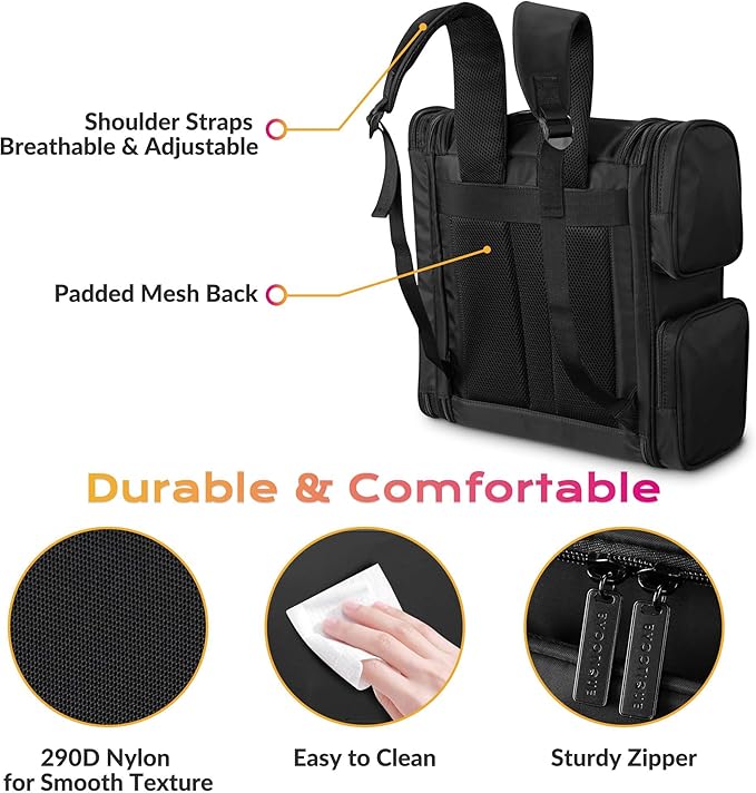 BYOOTIQUE Hairdresser Makeup Artist Travel Bag, Suitable for Barber Styling Tools Curling Iron Straightener Salon Shop, Black