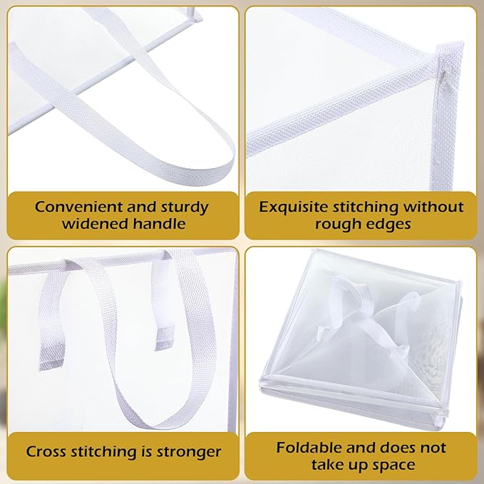 Zopeal 6 Pack Popup Laundry Hamper 13 Inch Collapsible Laundry Baskets with Handles Mesh Clothes Baskets Portable Single Layer Foldable Clothes Hamper Square Bin for Washing (White,Single-layer)