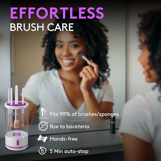 Makeup Brush Cleaner machine, 2 in 1 Makeup Brush Cleanser & Washer, 7000 RPM High-Speed Deep Cleaning, Portable Automatic Cosmetic Brush Cleaner for Foundation Brush Sponge, White