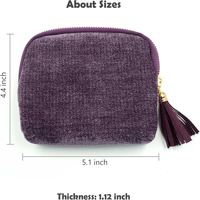 Travel Jewelry Case, Travel Jewelry Organizer, Travel Jewelry Bag with Zipper, Small Travel Jewelry Pouch for Necklaces Bracelets Bangles Rings Earrings Gemstones Storage (purple)