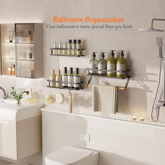 3 Pack Spice Rack Wall Mount With Paper Towel Holder and Hooks, Screw or Adhesive Hanging Spice Shelf,Space Saving Spice Organizer for Seasonings, Spice Racks for Stove,Cabinet, Pantry Black