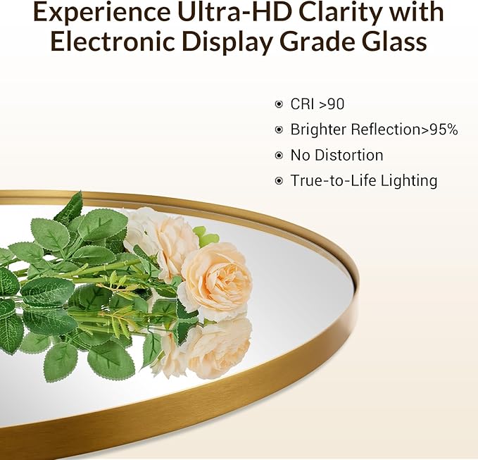 Andy Star Brass Oval Mirror, 24x40 Inch Bathroom Mirror Gold, Brass Vanity Mirror, Pill Shaped Mirrors Gold Metal Frame Stainless Steel 1’’ Deep Hang Vertically & Horizontally