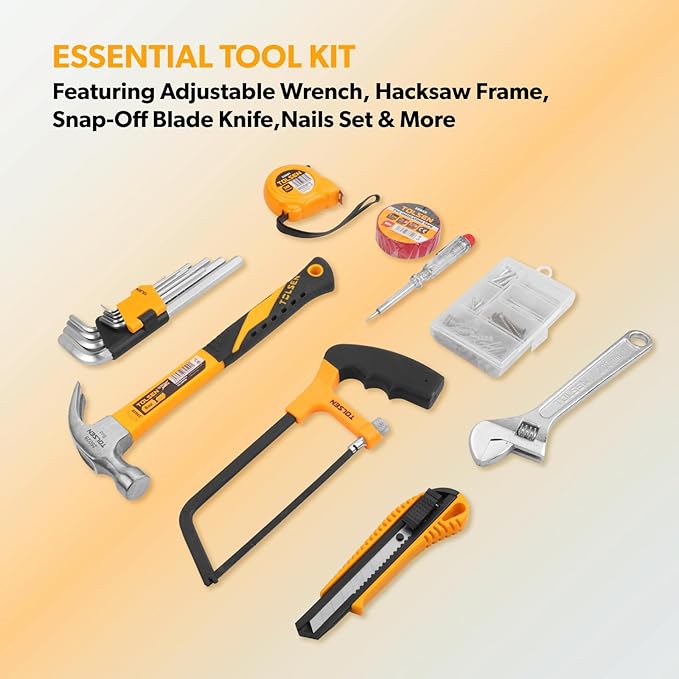 TOLSEN Tool Set for Home Maintenance and Daily Use, General Household Hand Tool kit with Plastic Storage Toolbox, 119 Pieces Home Tool Kits for All Purpose