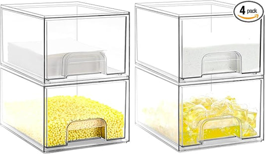 Laundry Pods Container and Dryer Sheet Holder Set, Laundry Room Organization and Storage, Dishwasher Pods Holder, Clear Dryer Sheet Dispenser and Laundry Pods Box Set, 4 PACK