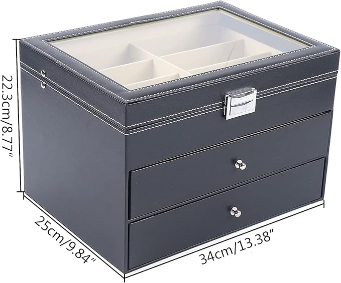 Eapmic 3 layer 24 Slots Eyeglass Sunglass Storage Watch Box Eyewear Accessories Display Glasses Storage Case Organizer (3 layer 24 Slots Style 2)