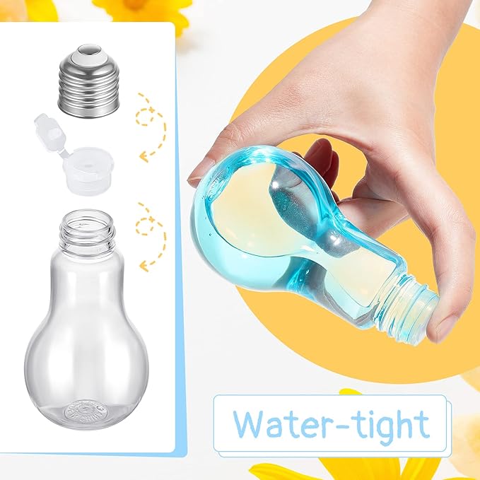 Juexica 108 Pieces Plastic Fillable Light Bulb Ornaments Clear Empty Lightbulb Containers Small Candy Bottles Drink Cups Decorative Jars for Crafts Gifts Party Favors 100 ml (Silver Cap)