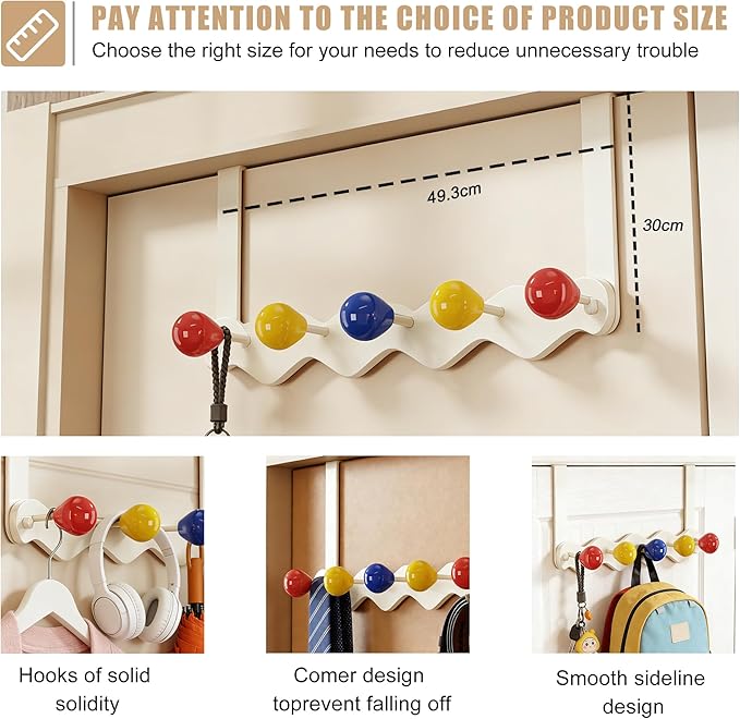 Over Door Coat Rack, Coat Hooks for Door Coat Hanger, Towel Hanger for Bathroom, Door Hanger Hooks, Hooks for Hanging Hat Key Towel Purse Robes Mudroom Entryway