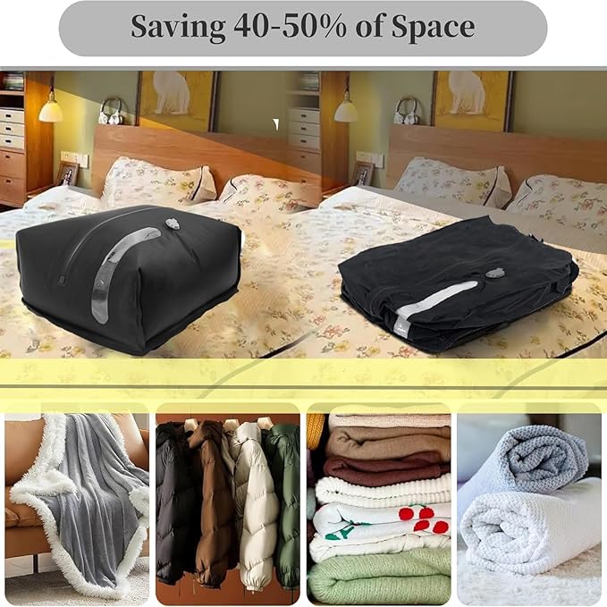 Compression Bags for Travel with Electric Pump – 70D Nylon & TPU Waterproof, Reusable Vacuum Seal Bags for Clothing Travel, Space Saver Bags for Luggage and Home Storage (17L, 2-Pack + Pump)