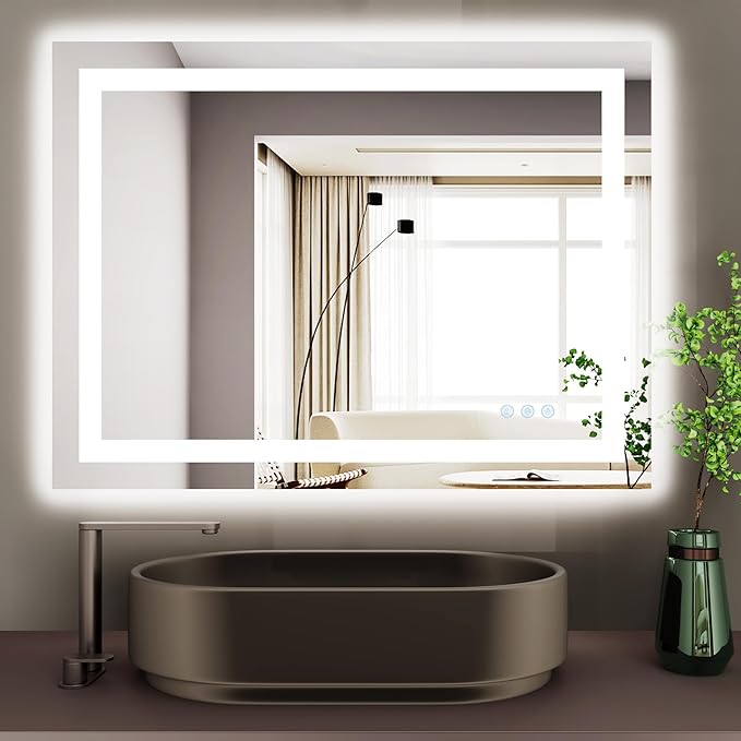 Backlit Mirror Bathroom 24x32 inch,Light up Vanity Mirror,Anti-Fog,Mirror led,UL Listed (Backlit and Front Lighted)