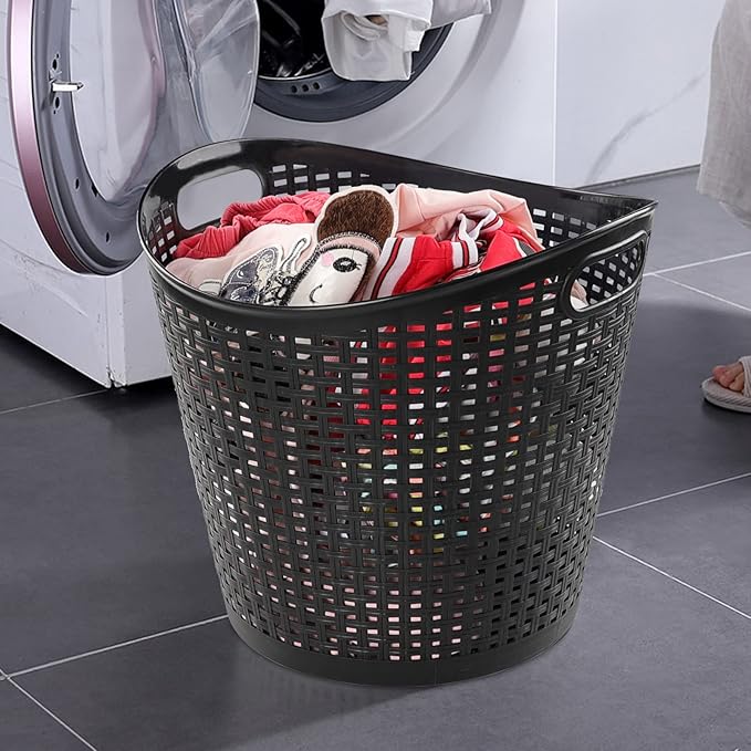 Readsky 40L Tall Flex Laundry Basket, Large Plastic Storage Basket with Handles, 6 Pack