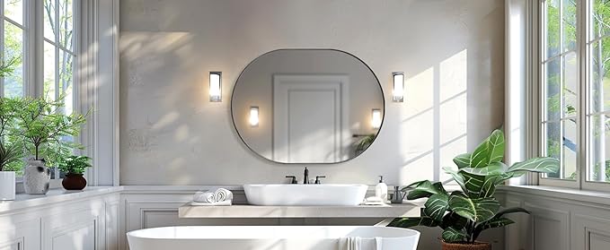 ANDY STAR Large Oval Black Bathroom Vanity Mirror, 30x40 Inch, Stainless Steel Metal Frame, Shatterproof Glass, Wall Mounted