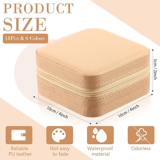 Kigeli 18 Pcs Travel Jewelry Case Bulk Bridesmaid Gift Boxes Small Jewelry Box Mini Storage Organizer for Women Return Gift(Bright Color)