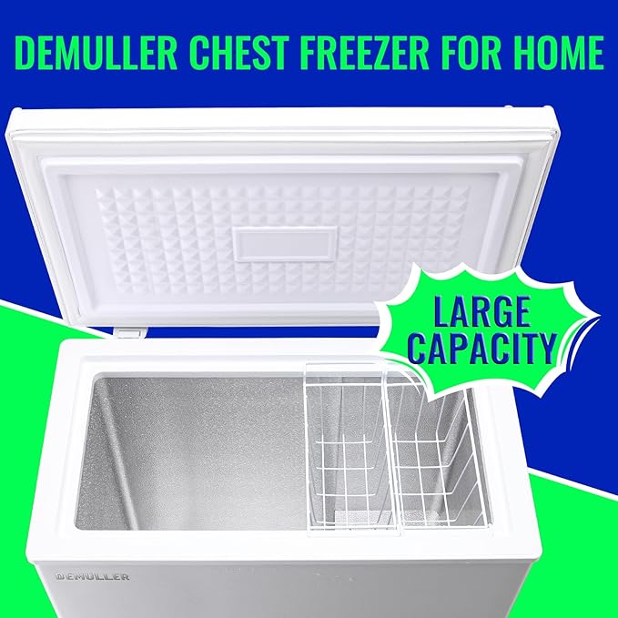 Chest Freezer with Electronic Panel, Accurate Temperature Display to 1 ℉ and Easy to Use 5.0 Cu.ft Deep Freezing with 2 Removable Baskets White