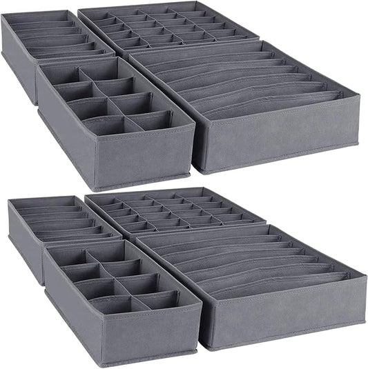 Dresser Drawer Organizer 8 Pack Clothes Underwear Sock Storage Dark Gray Drawer Dividers Grey Foldable Closet Organizer Storage Box Dresser Drawer Organizers