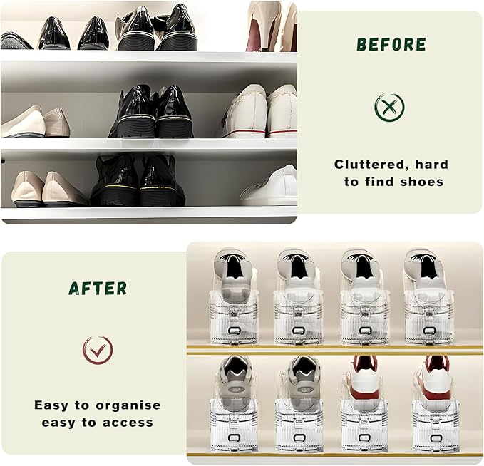 Shoe Slots Organizer for Closet,16 Pack Shoe Stacker Shoe Rack Organizer for Closet Space Saver Storage Shoe Holder Organization(Transparent)