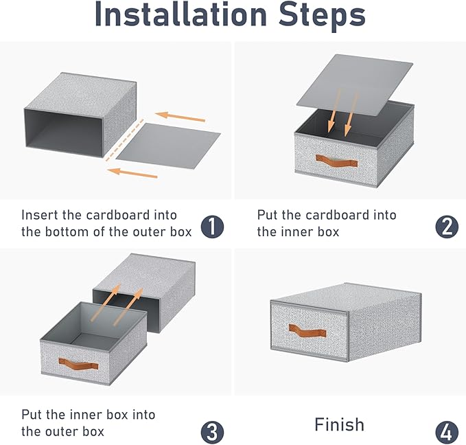 DIMJ Closet Organizers and Storage - Fabric Storage Bins with Drawers Stackable Closet Bins with Labels for Clothes, Sweaters, Bedding, Collapsible Storage Cubes for Bedroom, Living Room, Shelf
