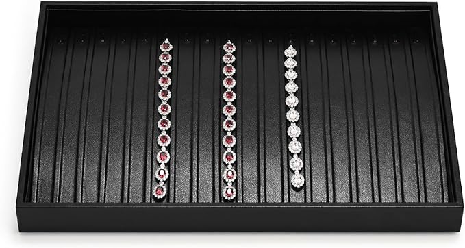 Leather Necklace Tray Jewelry Tray Necklace Holder Organizer Jewelry Drawer Organizer (Black)