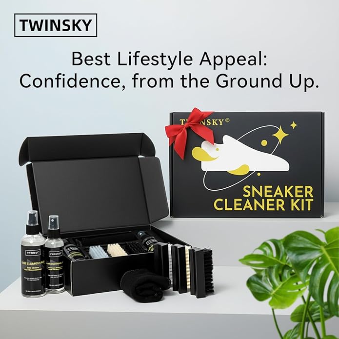 Shoe Cleaner Kit for Sneaker, Canvas, Mesh, Nubuck, Leather, Suede Cleaner, Safe 10X Potent Cleaning Kit, with Shoe Deodorizer Formula Spray for Shoe Odor Elimination, 3 Brushes, Microfiber