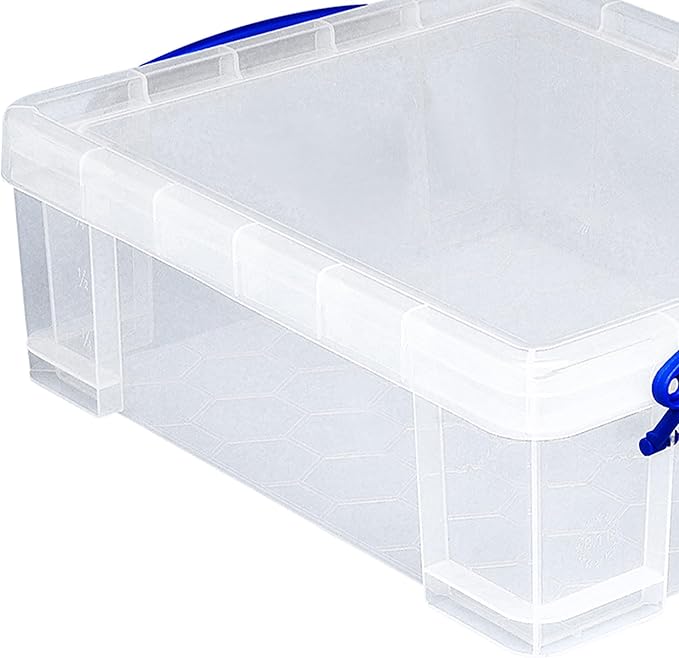 Really Useful Box Stackable 8.1L Plastic Storage Container Bin with Snap Lid & Built-In Clip Lock Handles for Home & Office Organization (10 Pack)
