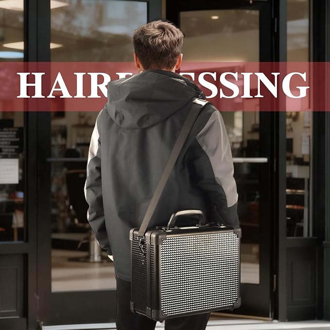 Large Barber Carrying Case, Hairdresser Tool Box Organizer Traveling Case, Portable Travel Barber Suitcase for Hair Stylist Pet Groomer Beauty Salon Makeup Artist
