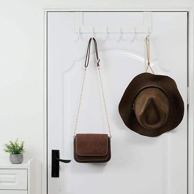 WEBI Over The Door Hook for Hanging Door Hanger,Over Door Towel Rack,Door Coat Rack for Towels,Clothes,Behind Back of Bathroom,White