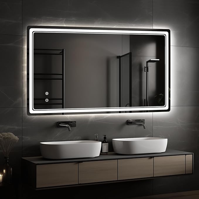 WallBeyond LED Bathroom Mirror with Lights, 28'' x 48'' Inch Led Bathroom Vanity Mirror for Wall with Front and Backlit, Anti Fog Mirror for Bathroom, 3 Colors and Dimmable Light, Horizontal/Vertical