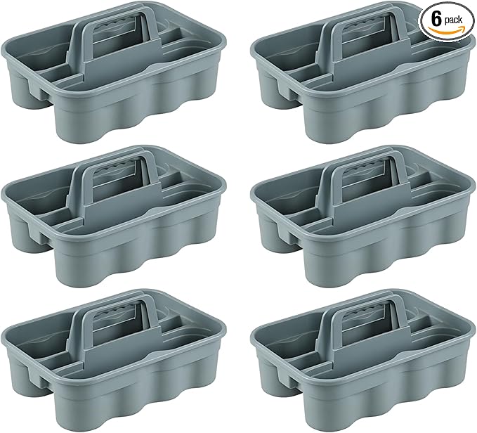 All-Purpose Cleaning Caddy, Cleaning Tool Organizer with Handle Portable Shower Caddy Basket, Grey, 6 Pack