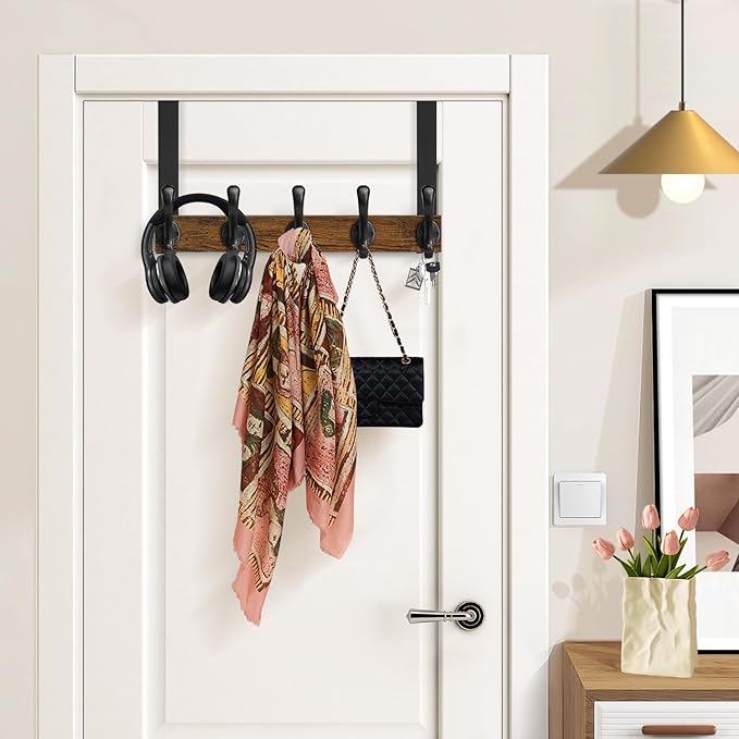 YINMIT Over The Door Hooks, Heavy Duty Over Door Hanger Hook, Over Door Towel Rack, Door Hanger, Door Coat Hanger for Hanging Towels, Clothes, Hats, Back of Bathroom Door