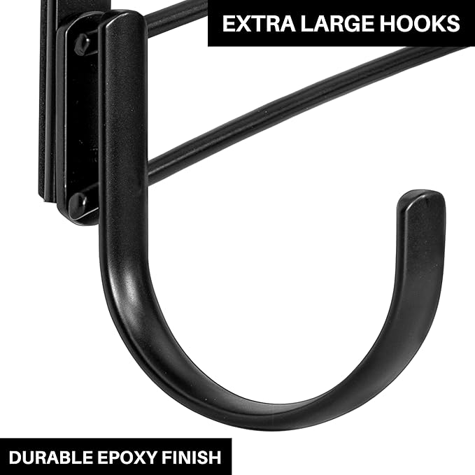 LYNK Professional® Home™ Over The Door Hooks - 5 Hook Over The Door Hanger - Over Door Coat Rack - Hanging Towels or Clothes - Bathroom, Bedroom or Laundry Room - Lifetime Ltd. Warranty – Black