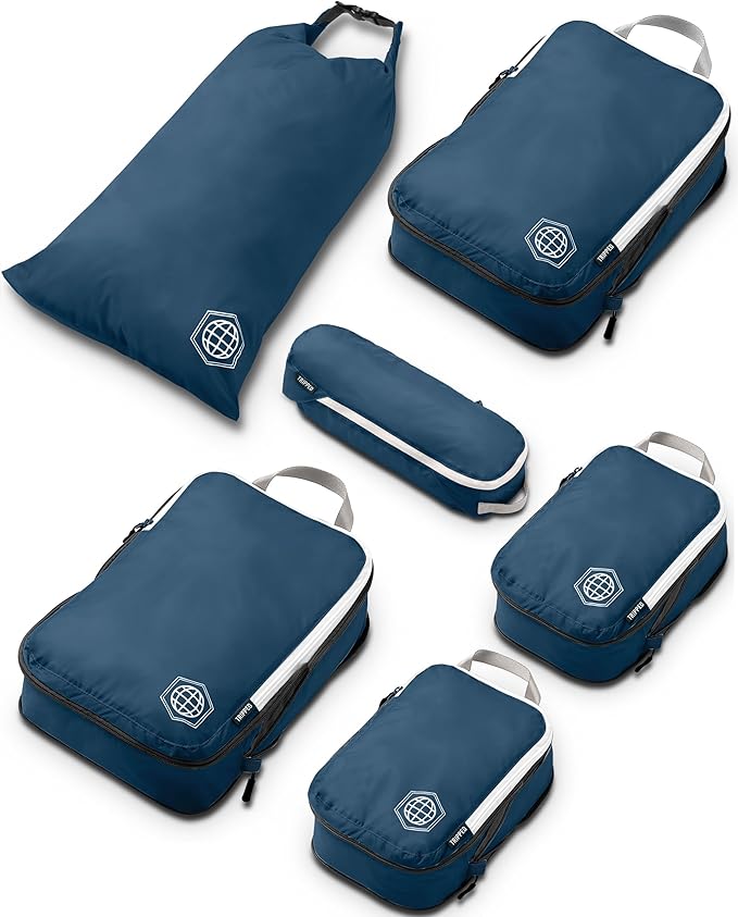 Compression Packing Cubes Set for Travel - Lightweight, Durable Clothes Organizer for Carry-On Luggage and Suitcases by TRIPPED Travel Gear