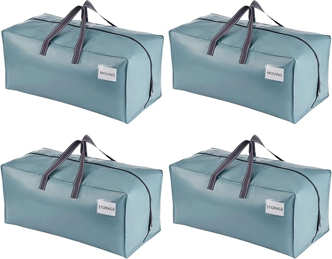 VENO 4 Pack Heavy Duty Moving Bags with Backpack Straps, Zippers & Handles, Extra Large Packing Bags for College Dorm Essentials, Moving Supplies Alternative to Cardboard Moving Boxes