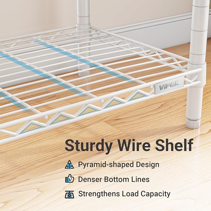 VIPEK V4 Garment Rack for Hanging Clothes, Portable Wardrobe Freestanding Closet Organizer, Heavy Duty Clothes Rack Metal Clothing Rack with 3 Hanging Rods & 2 Side Hooks, Max Load 810lbs, White