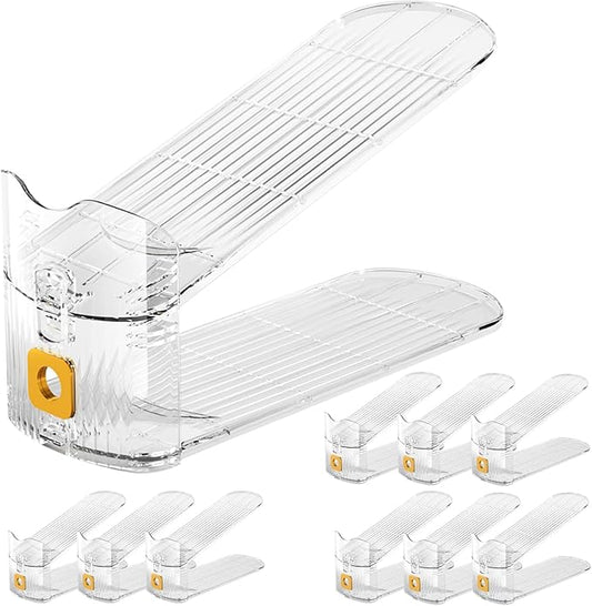 10Pack Shoe Slot Organizers Clear Shoe Stacker Organizer for Closet Shoe Holder Space Saver Rack Storage for Closet (Clear, 10Pack)