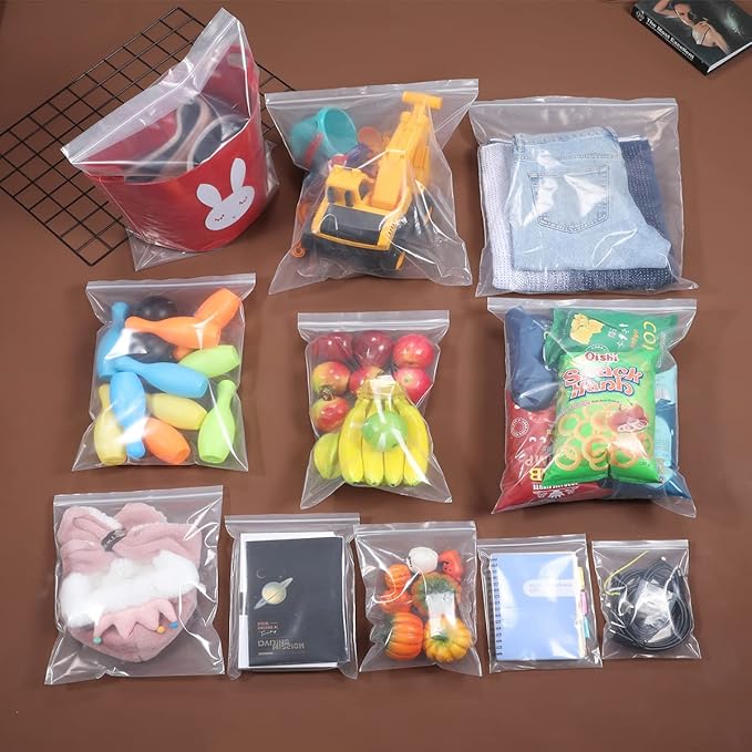 7 x 9 inches Thick 5 Mil Clear Zip Plastic Bags Lock Reclosable Poly Bag Seal Storage Bags With Zipper for Cards Envelopes Snacks Heavy-Duty 20Pack