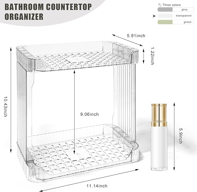 Bathroom Counter Organizer Cosmetics Skincare Organizers Skincare Makeup Organizer Countertop Holder for Perfume-2 Tier-Clear