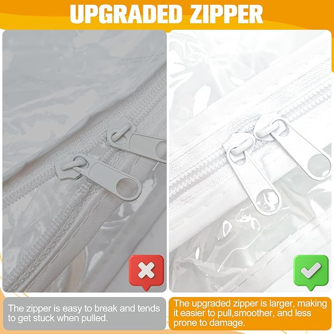 Plastic Storage Bags with Easy-Glide Zipper, Pack of 6, Durable Clear Vinyl Zippered Storage Bags for Clothes Sweaters Comforters Blankets Sheets Bedding (18 x 15 x 4 Inch)