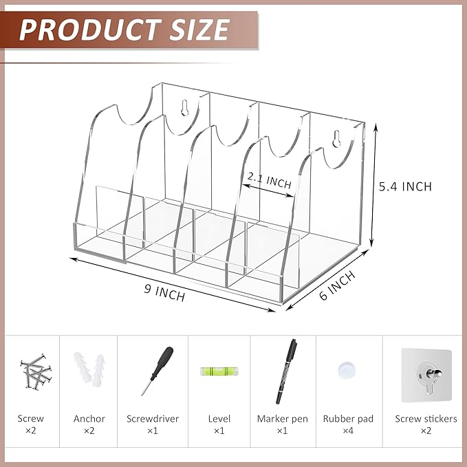 Belt Organizer 4 Compartments, Clear Acrylic Belt Storage for Closet, Wall Mount Belt Holder