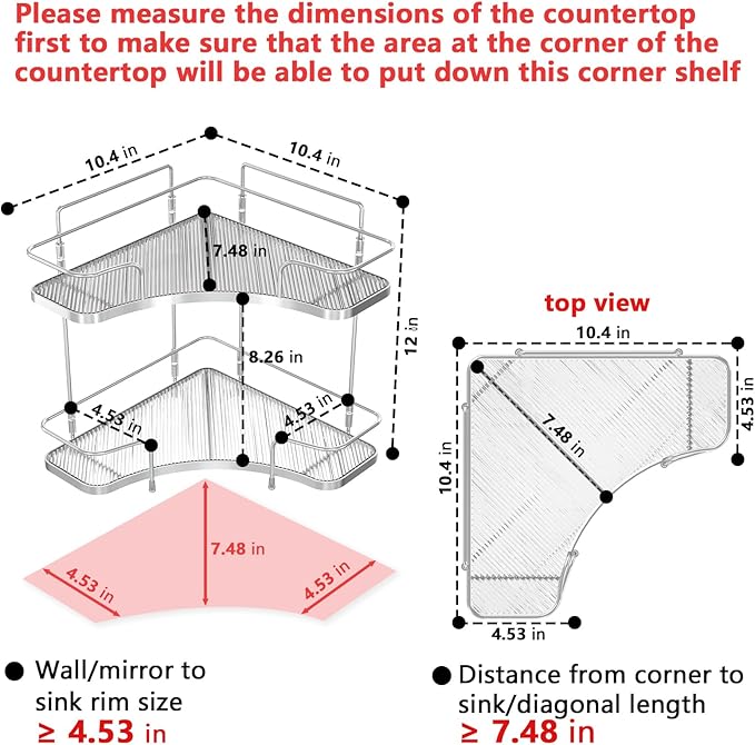 FOLLOWIN 2 Tier Bathroom Countertop Corner Organizer,Countertop Perfume Tray,Vanity Counter Shelf,Skincare Makeup Cosmetic Vanity Organizers,Silver
