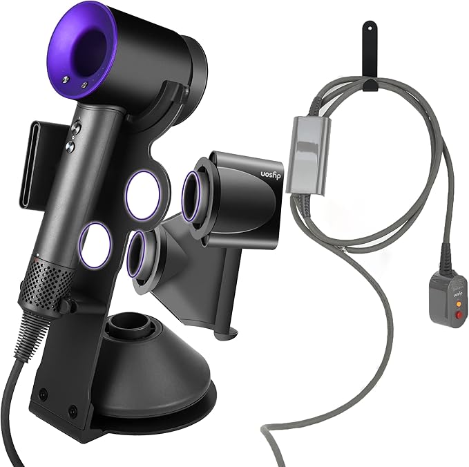 I'SMARTMOON Holder for Dyson Supersonic Hair Dryer,Magnetic Absorption Storage,Heat Resistant Alloy Anti Slip Base,Minimalist Space-Saving Design for Bathroom Countertops,Stylists Daily Routine