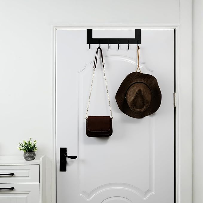 WEBI Over The Door Hook for Hanging Door Hanger:Over Door Towel Rack,Door Coat Hanger Over The Door Coat Rack for Towels,Clothes,Back of Bathroom,Black