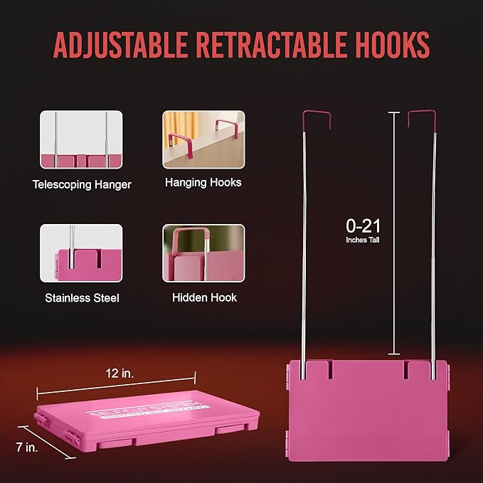 Self-Cut System 3 Way Mirror for Braiding Hair, Styling & Hair Coloring - Tri-Fold Three Way Mirror with Telescoping Hooks - Compact & Travel Size - Over-the-Door Mount for DIY Haircuts, Makeup - Pink