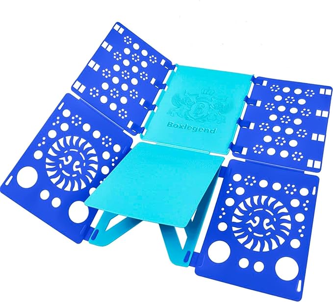 BoxLegend Version 3 Shirt Folding Board t Shirts Clothes Folder Durable Plastic Laundry folders Folding Boards Helper Tool for Adults and Children (Blue & Turquoise)