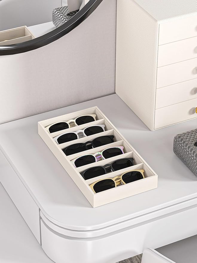 Sunglass Organizer Tray,Eyeglass Storage for Multiple Glasses,Jewelry and Sunglasses Drawer Organizer (Beige 1)