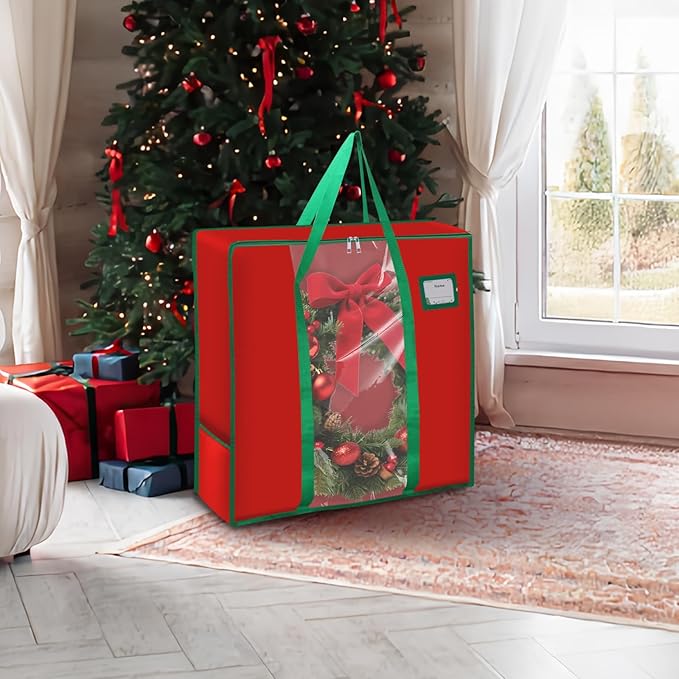 26 inches Wreath Storage Bag, 600D Oxford Cloth Wreath Storage Container, Wreath Storage Box for Spring Summer Christmas Wreath Decorations or Clothing Blanket Comforters Bed Sheets Pillows