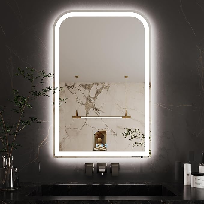 Mirror with Lights 24x36 inch,led Wall Mirror,Anti-Fog,Stepless Dimmable,3 Color Temperature Vanity Mirror,UL Listed