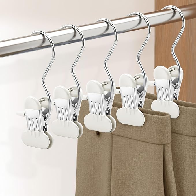 Wider Leggings Hangers for Closet 60 Pack, Metal Pants Hangers with Clips, Non-Slip Skirt Boot Jeans Hanger, Stackable Closet Organizer Space Saving White